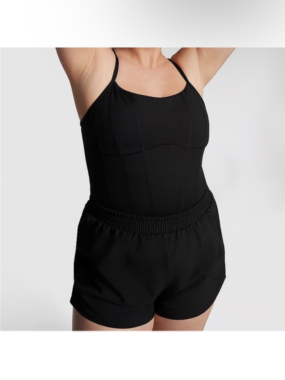PINK Victoria's Secret Ultimate Runsie Romper with Built in Shorts Black Size L